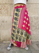 GONNA PAREO LUNGA GIPSY PORTAFOGLIO RUOTA DOUBLE FACE VISCOSA ETNICO INDIA 26F