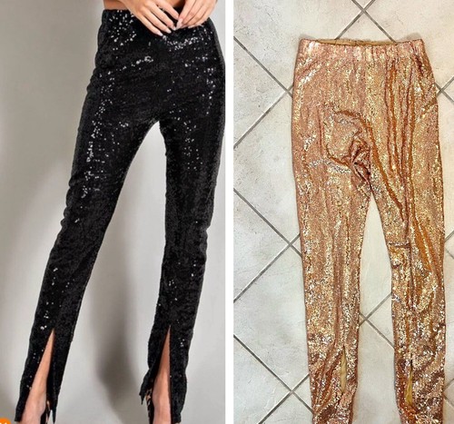 Pantaloni paillettes gamba