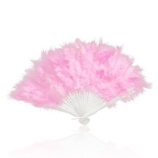 Pink Folding Feather Fan