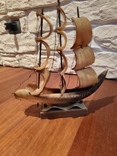 Modellino Veliero Nave 3 alberi ,in osso corno vintage anni 50 -lunghezza 30 Cm