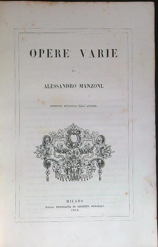 Opere varie manzoni alessandro - varie,