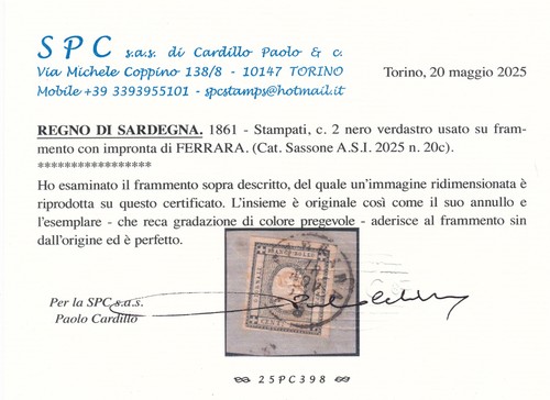 Italia 1861 sardegna - italia, giornali