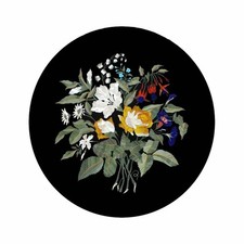 Tavolino da Caffè 12" Nero Rotondo Marmo Laterale Malachite Intarsiato Lavoro Cucina Tavolo