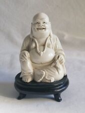 Statua Buddha con basamento legno intagliato a mano antico vintage
