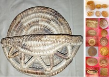 CESTINO ARTIGIANALE SARDO IN ASFODELO A TASCA cm 30, da parete, usato,  e altri