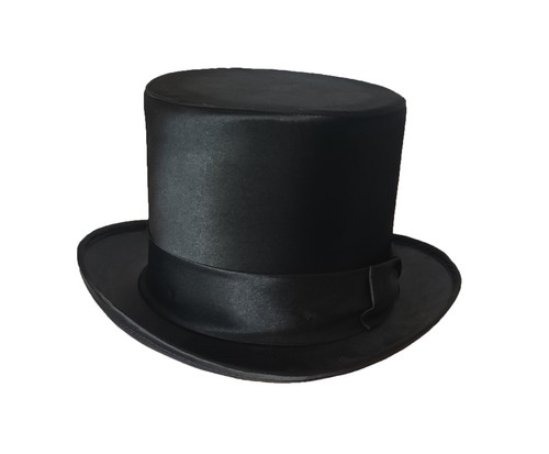 Black satin cylinder hat top - black,