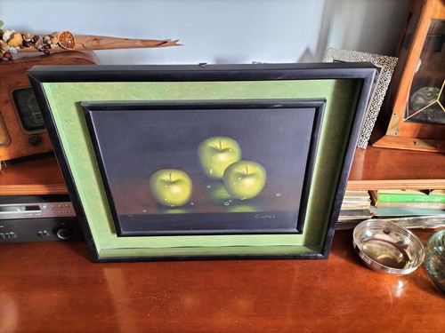 Quadro olio mele - "mele, verdi"