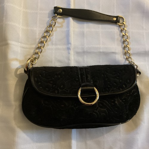 Borsa tosca blu velluto nero - velluto,