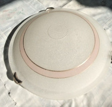 plafoniera vetro bianco opaco con disegno contornato di rosa e dorato