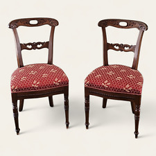 ANTICA coppia  SEDIA SEDIE stile CARLO X LEGNO DI NOCE ANTIQUARIATO LIGURIA '800