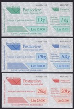 Italia 1997 - Postacelere EMS -  serie di 3 tagliandi 1° emissione nuovi integri