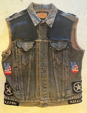 Gilet Levi's su misura dettagli in denim e vera pelle taglia L (42)