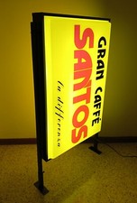 SANTOS CAFFE' insegna bifacciale luminosa neon a bandiera VINTAGE PUBBLICITA'