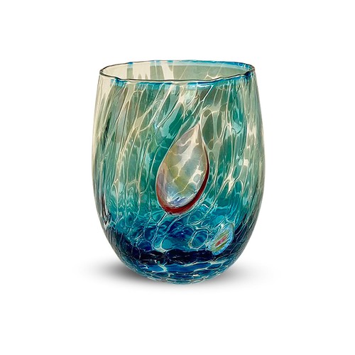 Bicchiere vetro soffiato gocce - bicchiere,