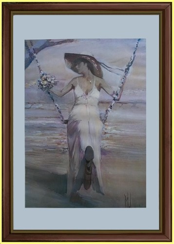 Sposa altalena bordo - in, lago