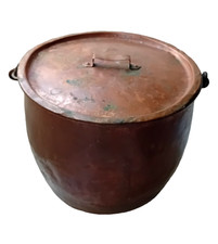 Paiolo pentola pentolone calderone in rame battuto a mano con coperchio