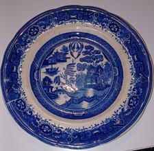 ANTICO PIATTO IRON STONE CHINA BLU WILLOW VILLEROY & BOCH GERMANY CERAMICA