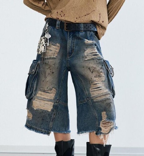 Jeans donna blu denim buchi
