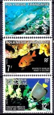 Polinesia Francese 1980 Pesce Esotico Natura Corallina Marina Set 3v MNH