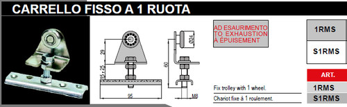Carrello fisso 1rms ruota - fisso, 1