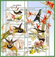 B1975 - Centrafricaine - Foglio francobolli ERRORE ERRORE ERRATO - 2024 - Uccellini, Colibri