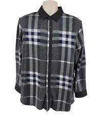 Camicia Alfieri & St John a quadri con bottoni uomo L grigio navy 100% cotone casual NUOVA