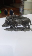 Scultura Cinghiale In Argento Antico