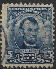 U.S.A. 1903 Abraham Lincoln (1809-1865) 16th President  5 cents blue Sc#304