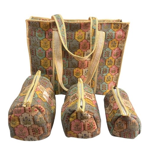 Set tote bag cotone - , trapuntato