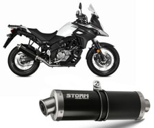 Terminale Scarico Storm by Mivv Oval Nero per Suzuki Dl V-strom 650 2017 > 2023