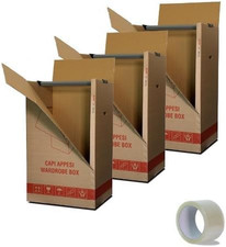 Kit 3 Scatole Cartone Porta Abiti Capi Appesi Cm. 50X60 H 111Con Appendino + 1 N