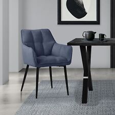 Poltroncina sala pranzo cucina sedia imbottita confortevole con braccioli blu