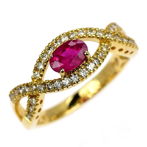 Anello con diamanti - , rubino