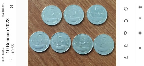 Sette monete lire in - sette,