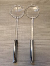 POSATE DA INSALATA GUZZINI LOOK VINTAGE! In plastica trasparente manico cromato!