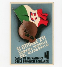 Fascismo Cassa Risparmio Province Lombarde Giornata 31 Ottobre 1937 Cartolina