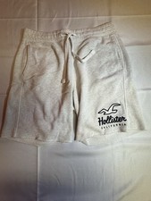 Felpa Hollister corta uomo piccola bianca pile erica logo con coulisse