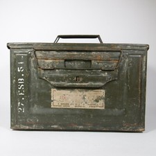 CASSETTA SCATOLA MILITARE PORTA MUNIZIONI METALLO ESERCITO FRANCESE VINTAGE 1951