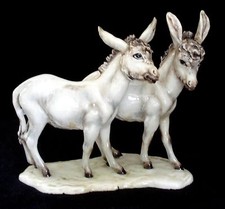 Statuina due asini porcellana