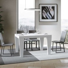 Tavolo rettangolare 90x130 allungabile SPIMBO fino a 390 cm. bianco frassino