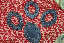 set 4 cornici indiane in white metal legno e pietre semipreziose L50