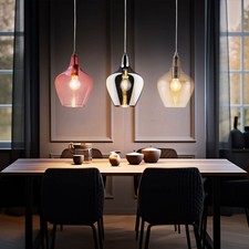 Luce a Sospensione Sala da Pranzo Lampada LED Vetro Retrò Filamento Nichel Opaco