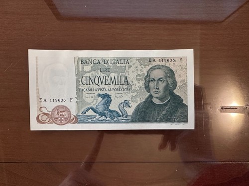 Banconota lire 5000 - lire, colombo