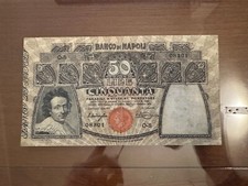 BIGLIETTO AL PORTATORE BANCO NAPOLI 50 LIRE ROSA 23 2 1911 qBB SABAUDA