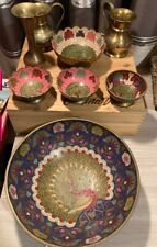 Collezione ciotole ed oggetti ottone stile cloisonnè, vintage, etnici