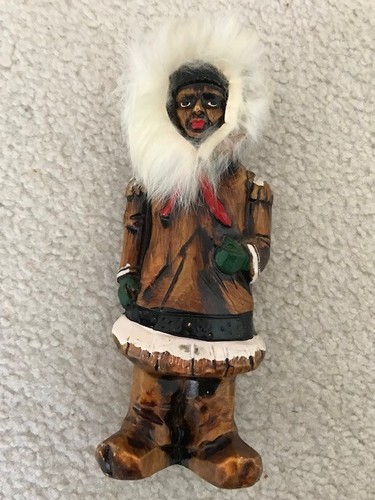 Vintage alaska wood doll inuit - doll,