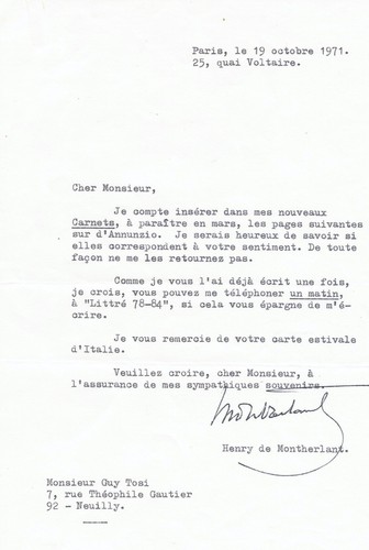 Henry montherlant lettera - de,