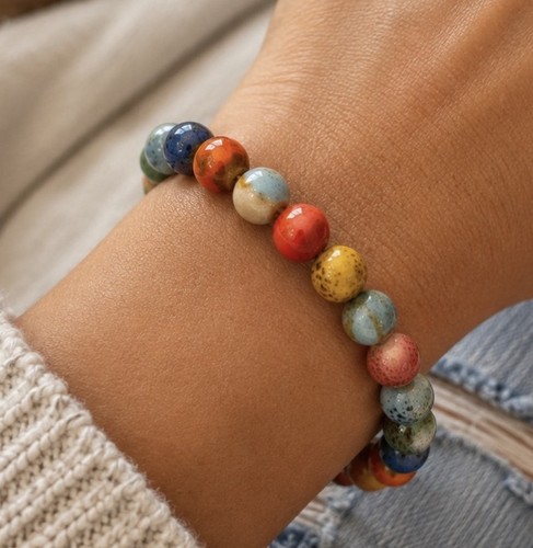 Bracciale perline ceramica - bracciale,