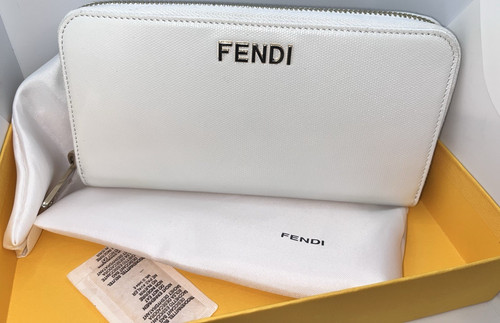 Fendi white zip around - white, wallet