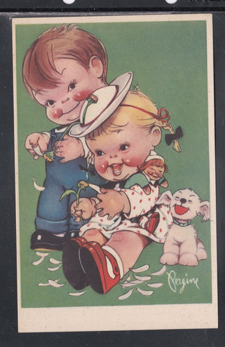 Postcard kids with toy daisy - postcard,